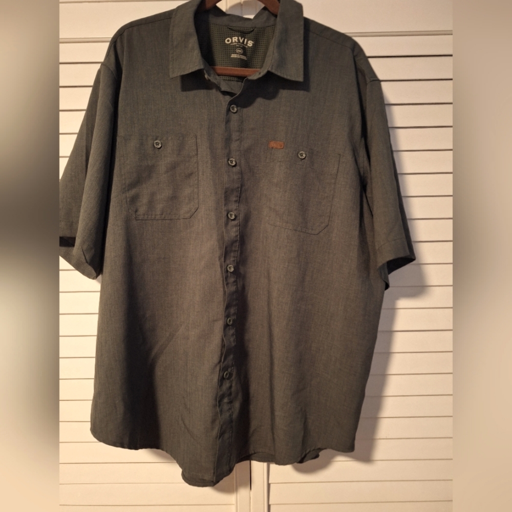 Orvis Men's Green Button Down Shirt XXL quick dry